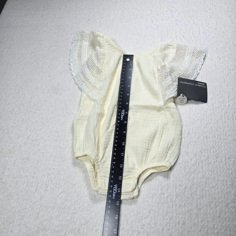 Gerber Modern Moments Off White Gauze Ruffle Top Baby Body Suit 3-6 Mo Onesie